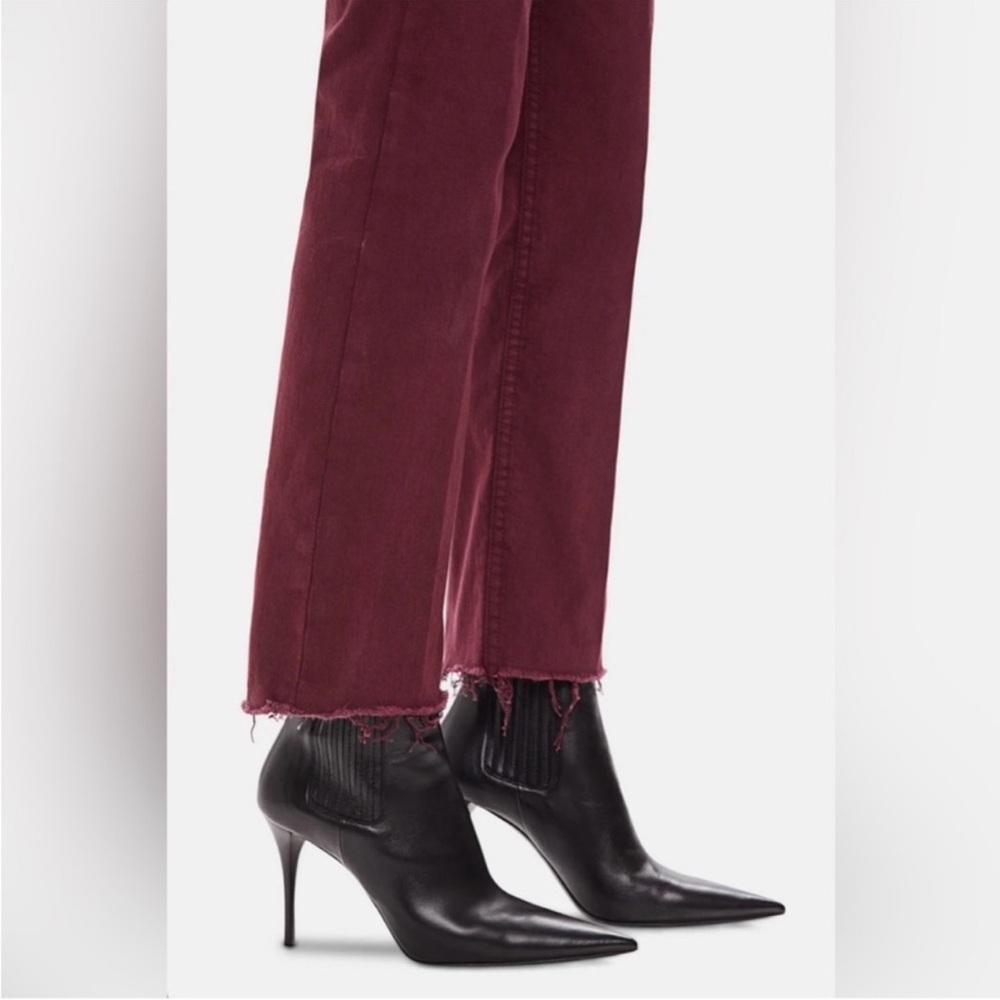 MOTHER Straight Leg Jeans in Burgundy - Picture 3 of 11